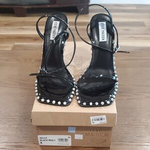Steve Madden Black Heels with Silver Accents